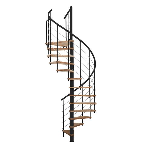 Minka Spindeltreppe Venezia Smart 38 - 305,5cm Geschosshöhe Buche Schwarz 120cm Durchmesser