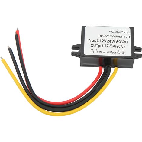 Convertisseur de tension CC/CC 12V/24V/9-32V vers 12V 5A, étanche et ignifugé