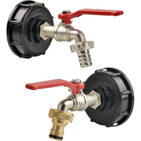 (A, Autre) Adaptateur de robinet pour réservoir IBC S606 à filetage grossier vers laiton/alliage 16 mm à connexion rapide, vanne de remplacement pour robinet de jardin ou de maison (1/4)