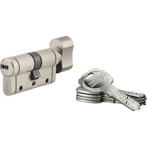 Thirard – Cylindre de serrure à bouton Trafic 12 – 30Bx30mm – Nickel satin – Anti-arrachement, anti-perçage, anti-casse – 5 clés, 8 goupilles