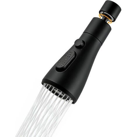 Aérateur de robinet, 360° Robinet à Rallonge Rotatif Multifonctionnel, 3 Modes Mousseur Robinet Economie Eau, Pour Robinet Pour Éviers de Cuisine Salle de Bain lavabo, 1 Piece, Noir (1/5)