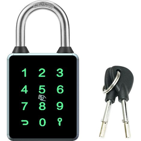Applicable Combination Smart Padlock with Key Backup, Bluetooth Touchscreen Keypad Electronic Padlock App Controlled, Waterproof, 7.5mm Suitable for Gate Gym Warehouse Suitcase School,Fence (1/5)