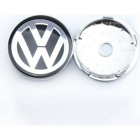 Lot de 4 enjoliveurs compatibles avec les jantes Volkswagen standard de 60 mm, avec logo et enjoliveurs personnalisés. (1/3)