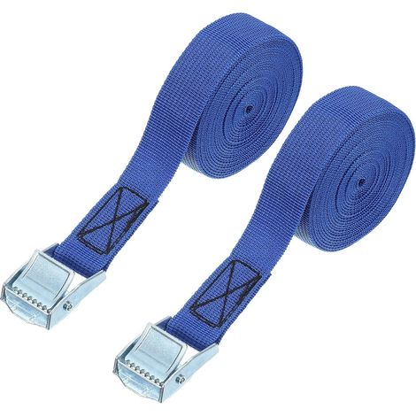 1" x 12Ft Lashing Strap with Buckles, 2 Pcs Heavy Duty Adjustable Ratchet Tie Down Straps for Securely Tie Down Up to 551 Pounds for Cargo Bicycles, Blue (1/5)