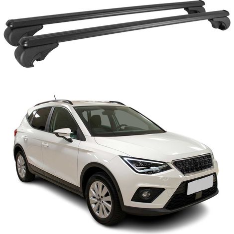 OMAC Aluminium Dachträger Querträger für Seat Arona 2017-2026 – TÜV / DIN 75302:2019 – Abschließbar – Max. 75 kg – 2 Stangen Schwarz (1/5)