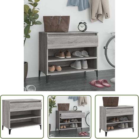 Schuhregal Grau Sonoma 70x36x60 cm Holzwerkstoff vidaXL (1/5)