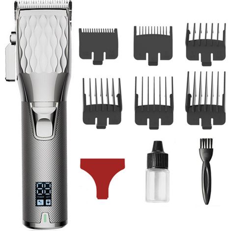 Professioneller elektrischer Haarschneider mit vollgeöltem Metallkopf, LCD-Bildschirm und Farbverlaufsanzeige. Ideal für Friseursalons.