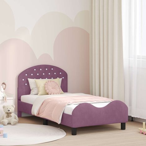 Kinderbettgestell mit Kopfteil Lila 80 x 160 cm Samt (1/5)