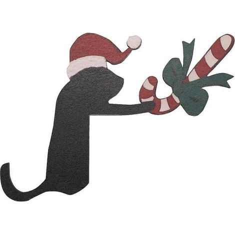 Décoration de porte d'angle de Noël en bois avec chat, ornement de cadre de porte en bois, statue de chat, art fi (1/5)