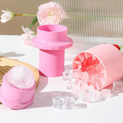 Tasse à glaçons multifonctionnelle en silicone rose, résistante à la chaleur et au froid de -20 à 150 degrés, tasse à glaçons de voyage compacte pour le camping, le pique-nique et une utilisation quot (1/5)