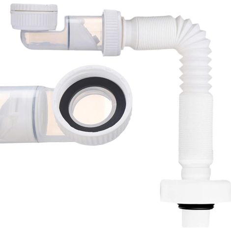 Siphon Lavabo Extra Plat 1 1/4", Évacuation Extensible 38-93 cm, Anti-Odeurs (1/5)