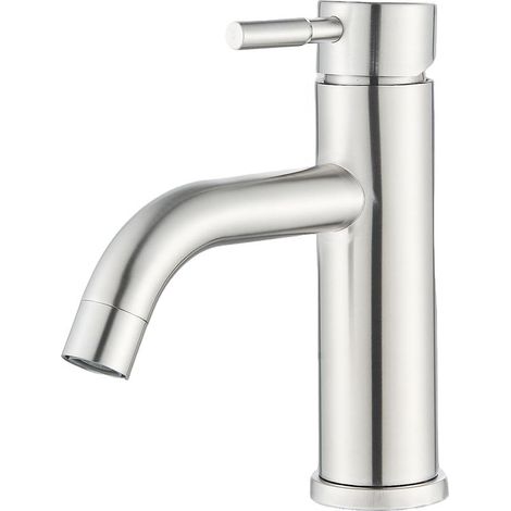 1 Einhebel-Waschtischarmatur, Messing, Keramik, gebürstetes Nickel (1/5)