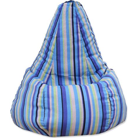 Pouf poire adulte bleu rayé
