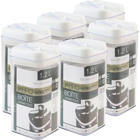 Boîte hermétique alimentaire - JUANIO - Lot de 6 - 1.2 L - ABS résistant - Transparent (1/3)