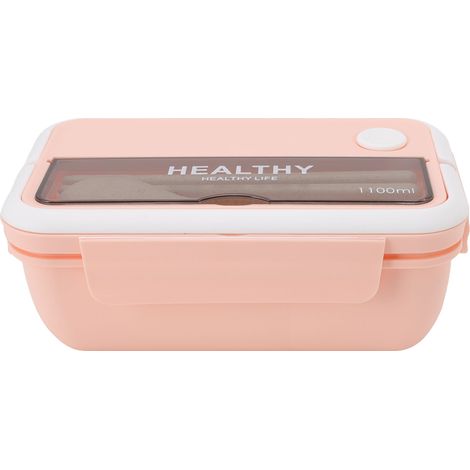 Boîte repas isotherme 1100ml, grand contenant étanche, récipient à salade portable pour employés de bureau, rose tendre (1/5)