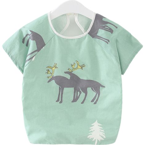 1 tablier à manches longues, imperméable, coton extérieur / polyester intérieur, fermeture auto-agrippante, poignets élastiques, pour repas et activités artistiques (1/5)