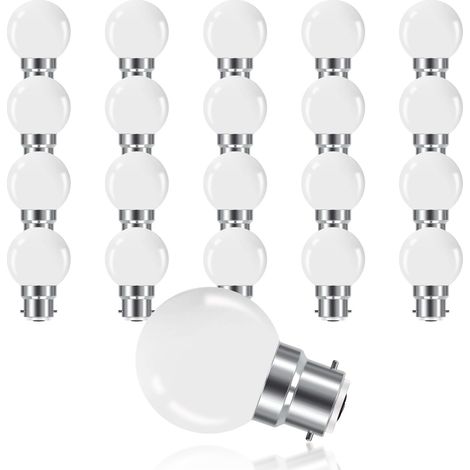 Ampoules Baïonnette B22 3W LED,Ampoule G45 B22,Blanc Chaud,équivalent à des ampoules de 15W, Non Dimmable,Lot de 20 (1/5)