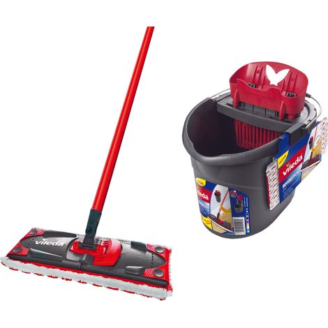 Vileda Supermocio Revolution completo di secchio con strizzatore e spazzolone con panno microfibra Sistema box