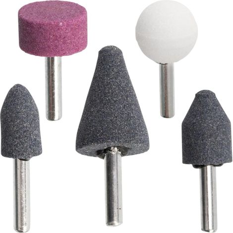 550951 Lot de 5 forets abrasifs 1/4" (6 mm) pour travaux de précision, meule pour perceuse, visseuse, foret ponceuse pierre de meulage, pour usage professionnel ou passe-temps (550951) (1/5)