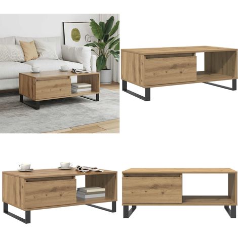 vidaXL Couchtisch Artisan-Eiche 90x50x36,5 cm Holzwerkstoff (1/5)