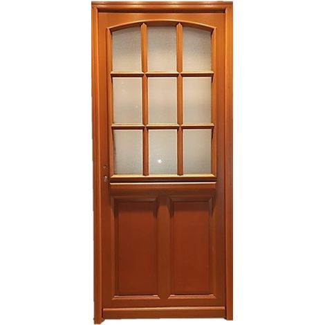 Gd Menuiseries – Porte d'entrée bois vitrée 215 cm x 80 cm – Vitrage pour lumière naturelle – Sécurité renforcée – Design moderne - 215xl (1/5)