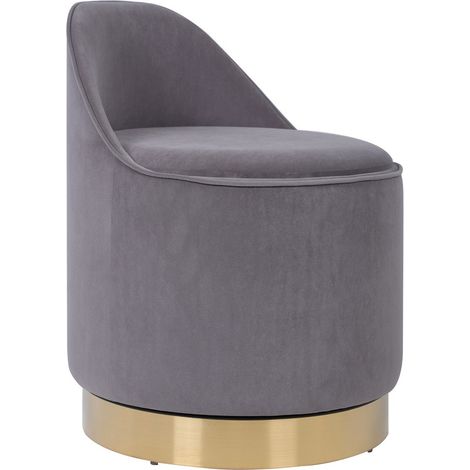 Pouf Girevole Viktor in Velluto Grigio con Vano Contenitore (1/3)