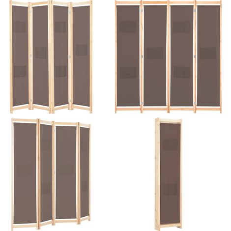 4-teiliger Raumteiler Braun 160 x 170 x 4 cm Stoff - Raumteiler - Sichtschutz - Wohnbereich - Wohnzimmer - Schlafzimmer - Home & Living (1/5)