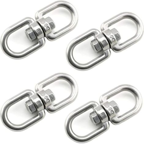 Stück M8 Doppelend-Drehhaken, 304 Edelstahl-Drehringe, Aufhänge-Drehhaken für Schaukeln, Hängesessel, Sandsäcke, Seile, Ketten (1/4)