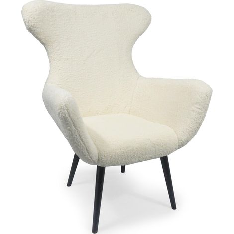 Fauteuil Geo Tissu Effet peau de mouton Crème