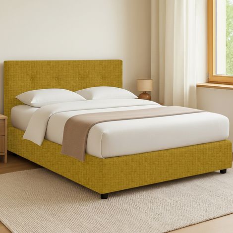 Letto Matrimoniale Oxford, Sfoderabile, Contenitore Made in Italy, Giallo Ocra (1/5)