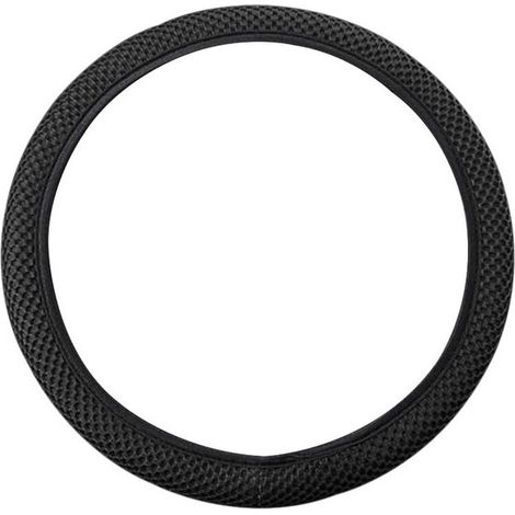 Coprivolante elastico, universale per volanti da 15 pollici, in microfibra traspirante effetto seta ghiaccio, antiscivolo, inodore, facile da trasportare, caldo d'inverno e fresco d'estate (nero) (1/5)