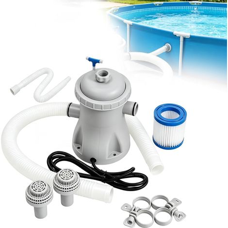 Aufstellpool-Filterpumpe mit elektrischem Kartuschenfilter, elektrischer Wasserpumpe für Planschbecken, Ersatzfilter und geräuscharmer Zirkulation, komplettes aufblasbares Pumpenset (1/5)