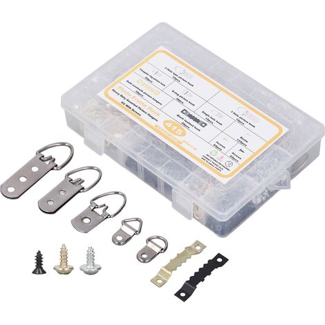 Kit de fixation pour tableau mural résistant avec vis et étui transparent - 7 crochets assortis (1/5)
