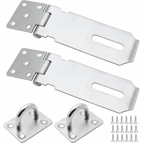 2 jeux de serrures - Serrures pour portes de placard - 10 cm - Épaisses - Verrouillage rotatif à 180° - avec vis - Acier inoxydable - Argent (1/5)