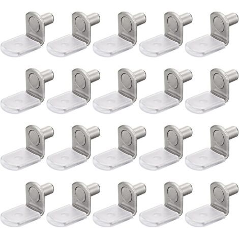 Packung mit 25 L-förmigen Regalträgern (6 mm) mit Gummimanschetten für Möbelregale, silberfarben (1/4)