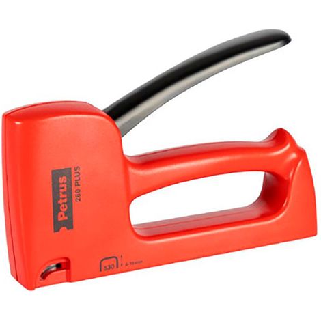 Petrus 260 plus Nagler/Klammergerät - für 530/4-10mm Klammern - Hinterladesystem - Verriegelung de Hebel - Farbe rot