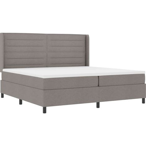 Maison Exclusive - Lit Ă ressort LED avec matelas Taupe 200 x 200 cm tissu (1/5)