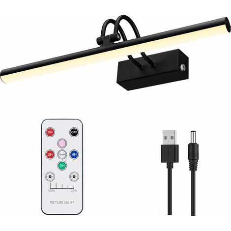 Lampe d’Éclairage de Tableau LED Sans Fil 40 cm – Applique Rechargeable 5000 mAh avec USB, 3 Modes, Variateur Continu, Télécommande et Minuterie pour Tableau et Mur (1/5)