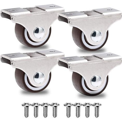 GBL - Satz mit 4 Mini-Feststellrollen ohne Bremse, 25 mm, max. Belastung 40 kg, silber, mit 8 Schrauben. (1/5)