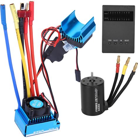 Moteur Brushless 4300Kv 3650 avec ESC 120A, radiateur et carte de programmation pour voiture RC 1/10 (1/5)