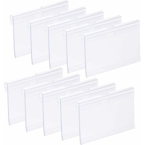 GABRIELLE 100 portaetiquetas de plástico transparente, portaetiquetas de PVC, portaetiquetas de plástico, portaetiquetas para estantes, estantes, supermercados, tiendas pequeñas