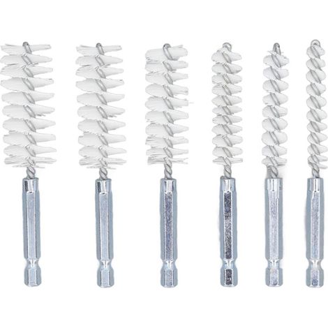 6 pièces Brosse pour perceuse, diamètres 8 à 19 mm, manche hexagonal 1/4", pour nettoyage de rouille et saleté sur métaux (1/5)