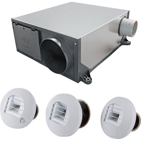 Kit Hygro A VMC simple flux hygroréglable extra-plate + 3 bouches électriques - AXELAIR - KHAEPST5160