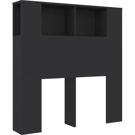 Testiera con accessorio letto contenitore ripiano comodino 100 x 18,5 x 104,5 cm MDF nero TDL0200028