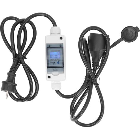 Compteur d'électricité numérique mobile étanche IP65, écran LCD portable, prise UE, 250 V CA, 16 A-AquaForge