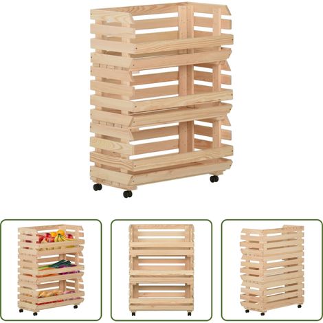 Rangement de cuisine - Chariot à légumes 57x30x80 cm Bois de pin solide (1/5)