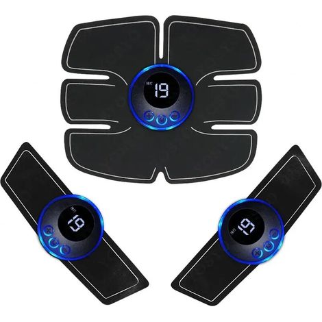 Rechargeable EMS muscle electrostimulation device, smart trainer for hip and abdominal exercises, slimming electric body massager for weight loss 01910-Aqua