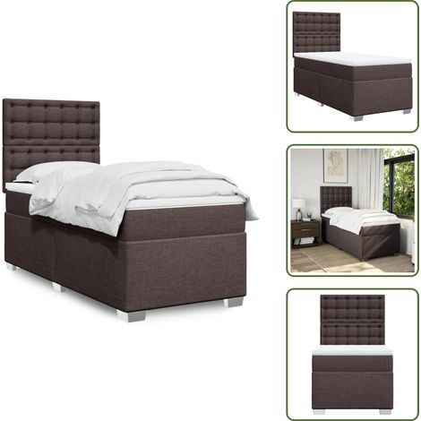 The Living Store Sommier à lattes de lit avec matelas Marron foncé 90x200 cm - Lit Double - Literie - Chambre À Coucher - Matelas À Ressorts Ensachés - Cadre De Lit