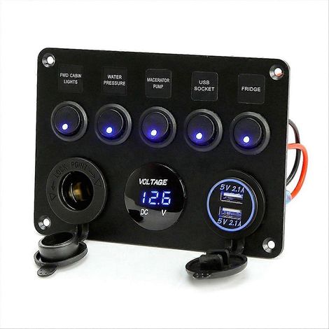 Bootsbedienfeld, Autobedienfeld, blaues wasserdichtes Digitalvoltmeter (1/5)