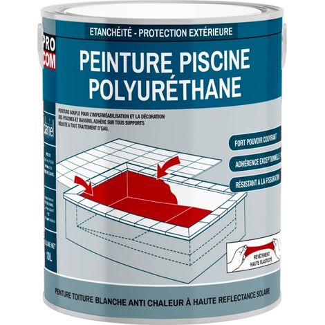 Procom – Peinture piscine béton polyuréthane 2.5L – Étanche et souple – Haute adhérence sur ciment et enduit – Résiste aux traitements d'eau